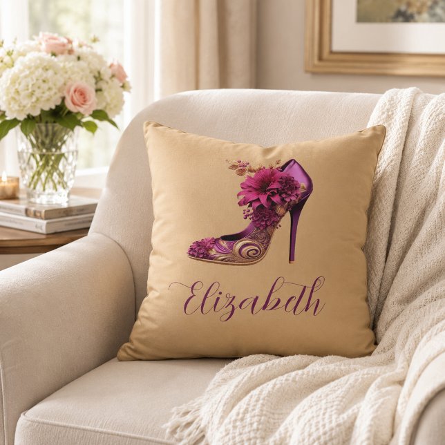 Magenta and Tan High Heel Cushion (Creator Uploaded)