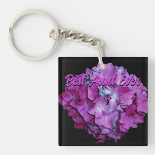 Magenta  and teal hydrangeas best Aunt ever  Key Ring