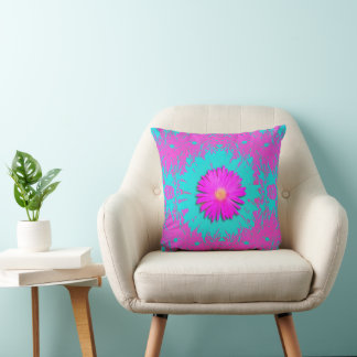 Magenta and Turquoise Kaleidoscope Cushion