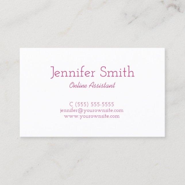 Magenta and White Chevron Pattern Business Card (Front)