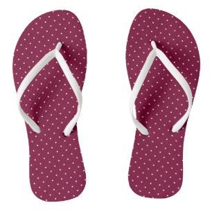magenta and white dots flip flops
