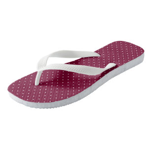 magenta and white dots flip flops