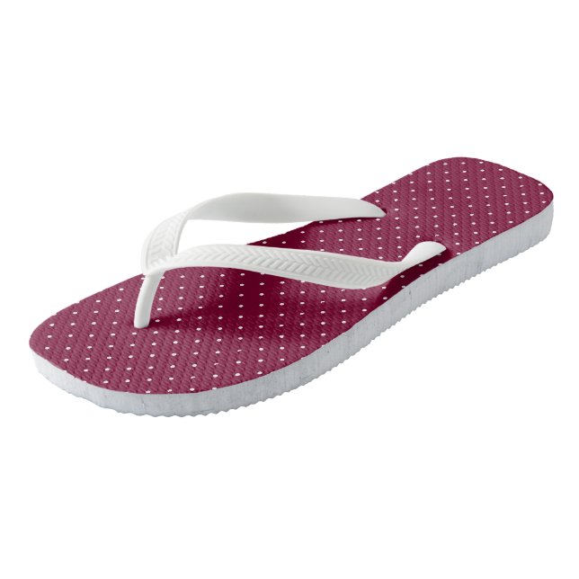 magenta and white dots flip flops (Angled)