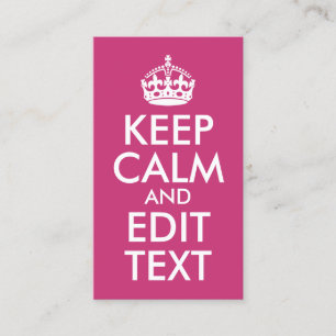Magenta and White Keep Calm and Edit Text Business Card