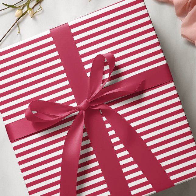 Magenta and White Narrow Stripes Wrapping Paper (Creator Uploaded)