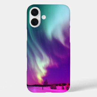 Magenta Aqua Alaskan Northern Lights iPhone 16 Plus Case