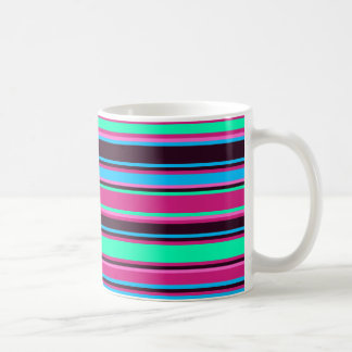 Magenta, Aqua, & Blue Striped Mug