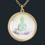 *~* Magenta Aqua Buddha AP33 Floral Lotus Gold Plated Necklace<br><div class="desc">(( search id AP33 for similar designs )) Simple and Minimal Abstract Boho Zen Watercolor soft with GOLD areas. There are options in shape and metal plating colours in Silver Plate and Gold Plate. * Energetically Enhanced Bohemian Botanical Garland / Bouquet Floral / Flowers Pastel Modern Popular softly Colourful Zen...</div>