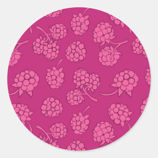 Magenta Berry Pattern Classic Round Sticker (Front)