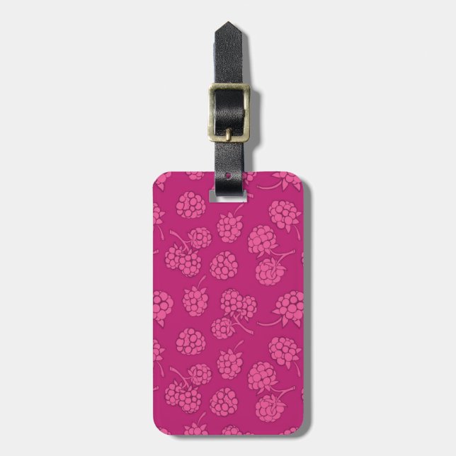 Magenta Berry Pattern Luggage Tag (Front Vertical)