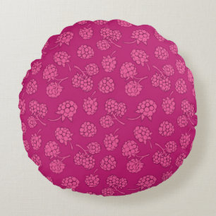 Magenta Berry Pattern Round Cushion