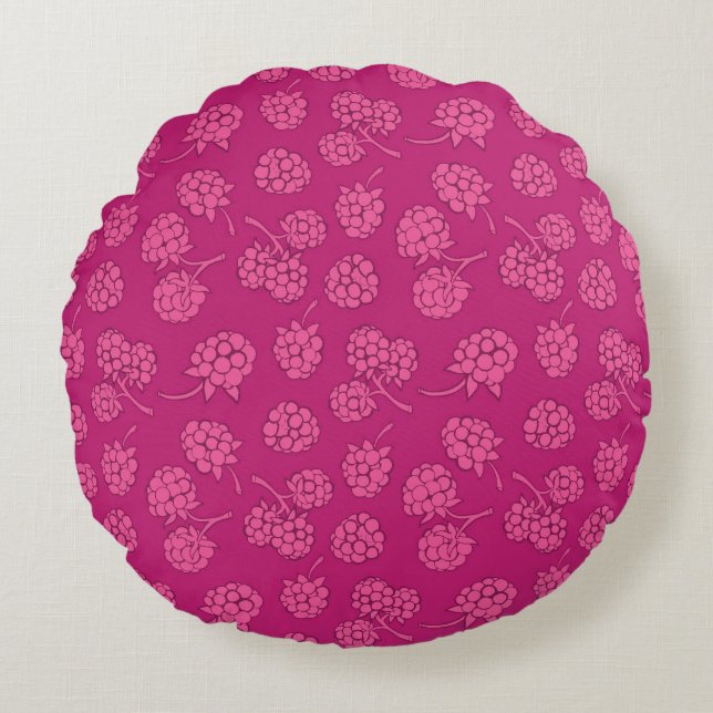 Magenta Berry Pattern Round Cushion (Front)