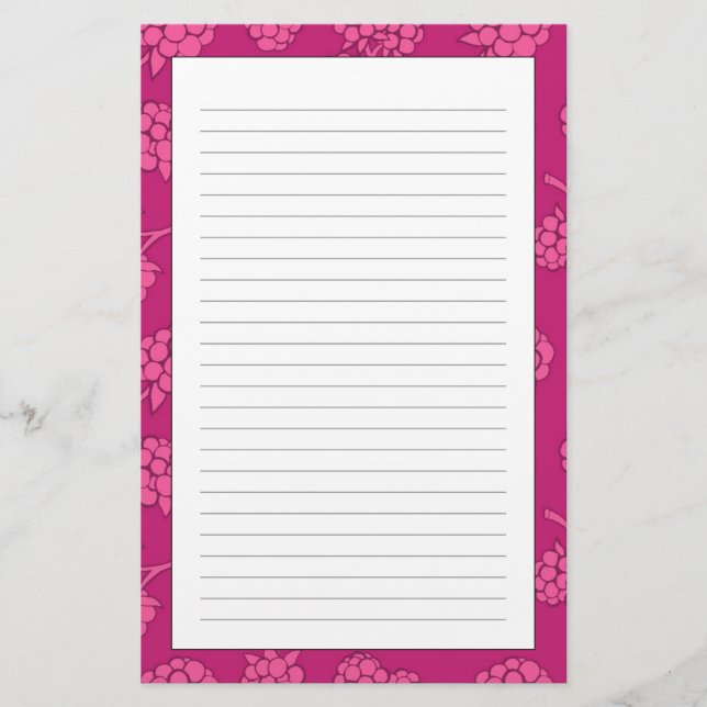Magenta Berry Pattern Stationery (Front)