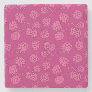 Magenta Berry Pattern Stone Coaster
