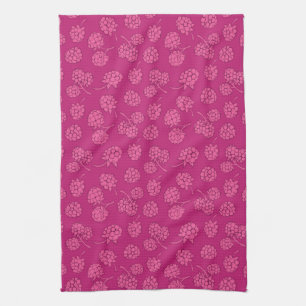 Magenta Berry Pattern Tea Towel