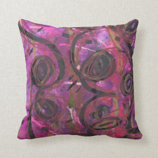 Magenta, black and gold swirls cushion