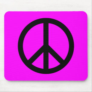 Magenta & Black Peace Sign Mouse Mat
