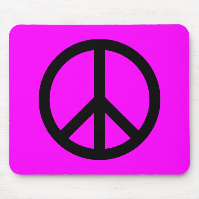 Magenta & Black Peace Sign Mouse Mat (Front)