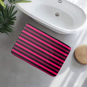 Magenta & Black Stripes Bath Mat