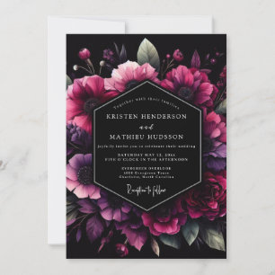 Magenta Bloom Nocturne Wedding Invitation