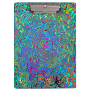 Magenta, Blue and Sea Foam Green Retro Swirl Clipboard