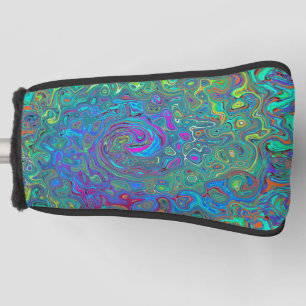 Magenta, Blue and Sea Foam Green Retro Swirl Golf Head Cover