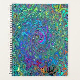 Magenta, Blue and Sea Foam Green Retro Swirl Planner