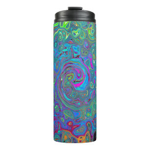 Magenta, Blue and Sea Foam Green Retro Swirl Thermal Tumbler