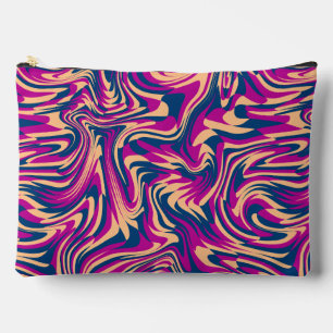 Magenta Blue Beige Abstract Fluid Wave Swirls Accessory Pouch