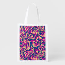 Magenta Blue Beige Abstract Fluid Wave Swirls