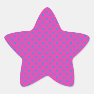 Magenta, Blue Polka Dots Star Sticker