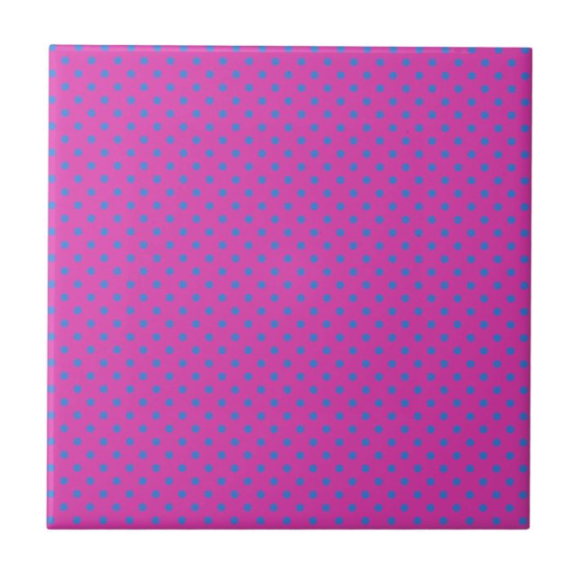 Magenta, Blue Polka Dots Tile (Front)