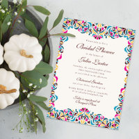 Magenta Blue Whimsical Flora Mandala Bridal Shower