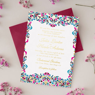 Magenta Blue Whimsical Floral Mandala Wedding