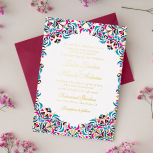 Magenta Blue Whimsical Floral Mandala Wedding