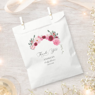 Magenta Blush Pink Floral Baby Shower Thank You Favour Bags