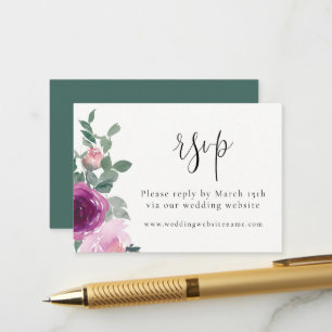 Magenta Blush Pink Floral Ivory RSVP Enclosure Card