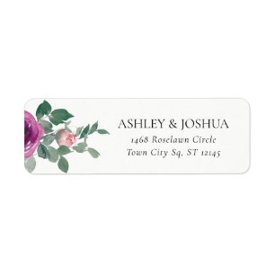 Magenta Blush Pink Floral Ivory Wedding Address