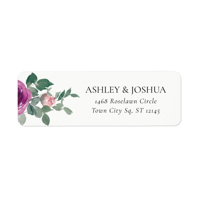 Magenta Blush Pink Floral Ivory Wedding Address (Front)