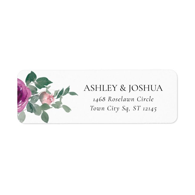 Magenta Blush Pink Floral White Wedding Address (Front)