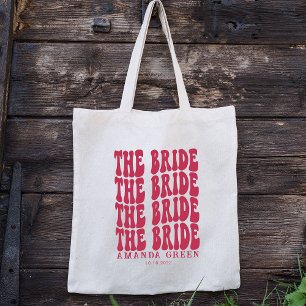 Magenta Boho Trendy Boho Retro Personalised Bride Tote Bag
