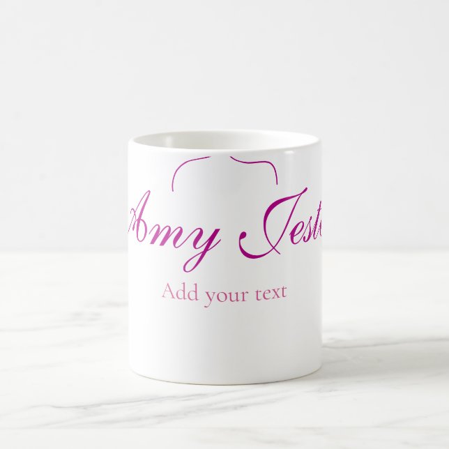 magenta bow name monogram scribble illustration  coffee mug (Center)