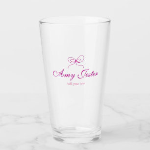 magenta bow name monogram scribble illustration  glass