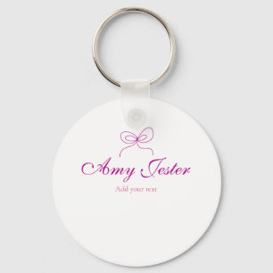 magenta bow name monogram scribble illustration  key ring