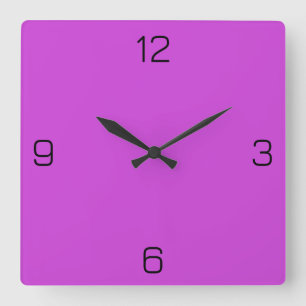 Magenta / Bright Purple CE43D8 and Option for Name Square Wall Clock