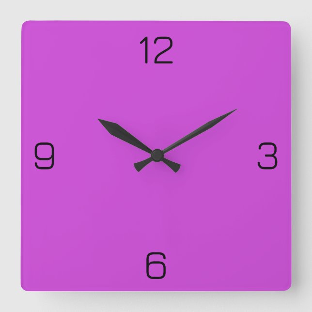 Magenta / Bright Purple CE43D8 and Option for Name Square Wall Clock (Front)