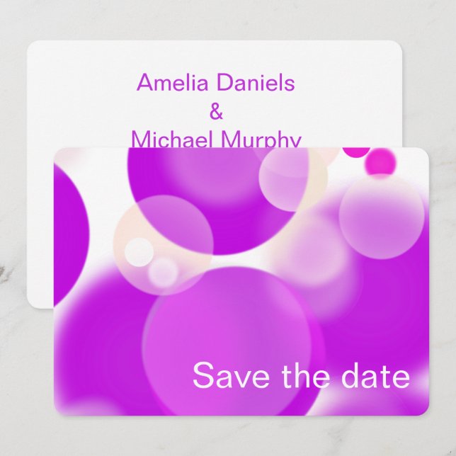Magenta Bubble Save The Date (Front/Back)