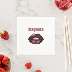 Magenta Burgundy Red Lips Napkin