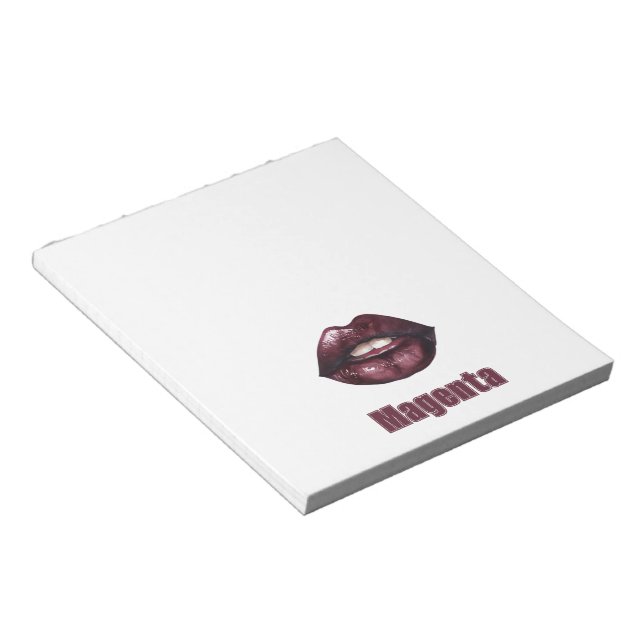 Magenta Burgundy Red Lips   Notepad (Angled)