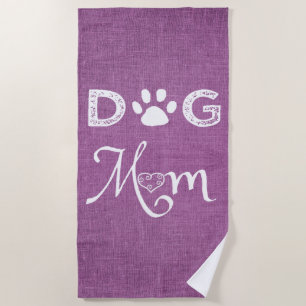 Magenta Burlap Dog Mum Beach Towel